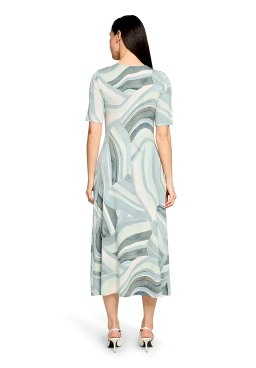 Betty Barclay Ladies Midi Dress With Ruching-Mint/Green 1835/1833