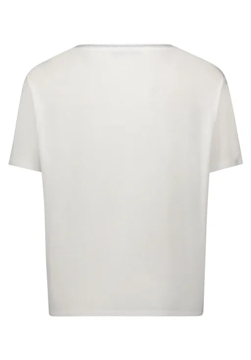 Betty Barclay Ladies Printed Shirt With Ribbed Cuffs-Patch Cream/Green 2777/1818