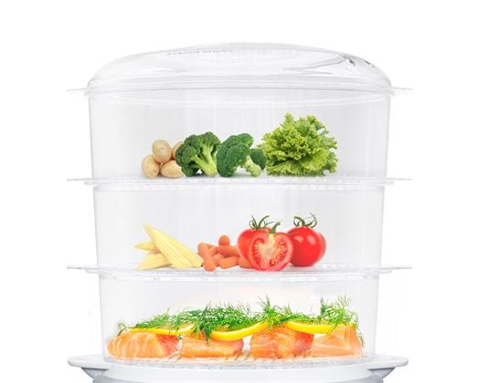 Mellerware Food Steamer Mellerware Food Steamer With Timer Plastic 3 Tier 9L 800W Dim Sum 27610