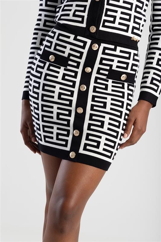 Sissy Boy Skirt Sissy Boy Iuma Patterned Skirt Black/White