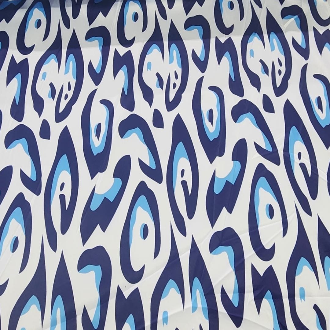 SATIN Dress Fabrics Printed Milano Satin Leopard Fabric Blue 150cm (7468061884505)