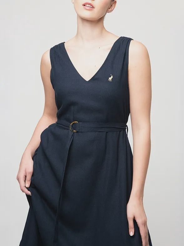 Polo Sadie Belted Dress Navy