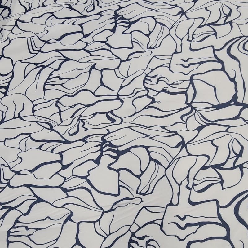 PRINTED SATIN Dress Fabrics Printed Abstract Milano Satin Fabric Black 150cm (7471855075417)