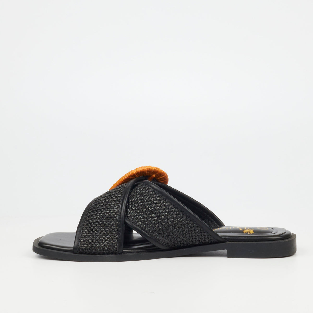 Butterfly Feet Dorey 3 Raffia Flat Sandals – Black (8024879988825)