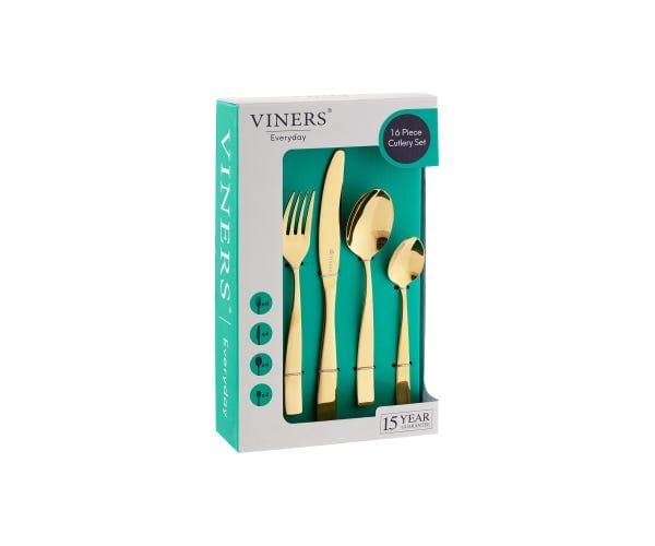 Viners CUTLERY Everyday Purity Gold 18/0 16 Pce Cutlery Set (7400788164697)