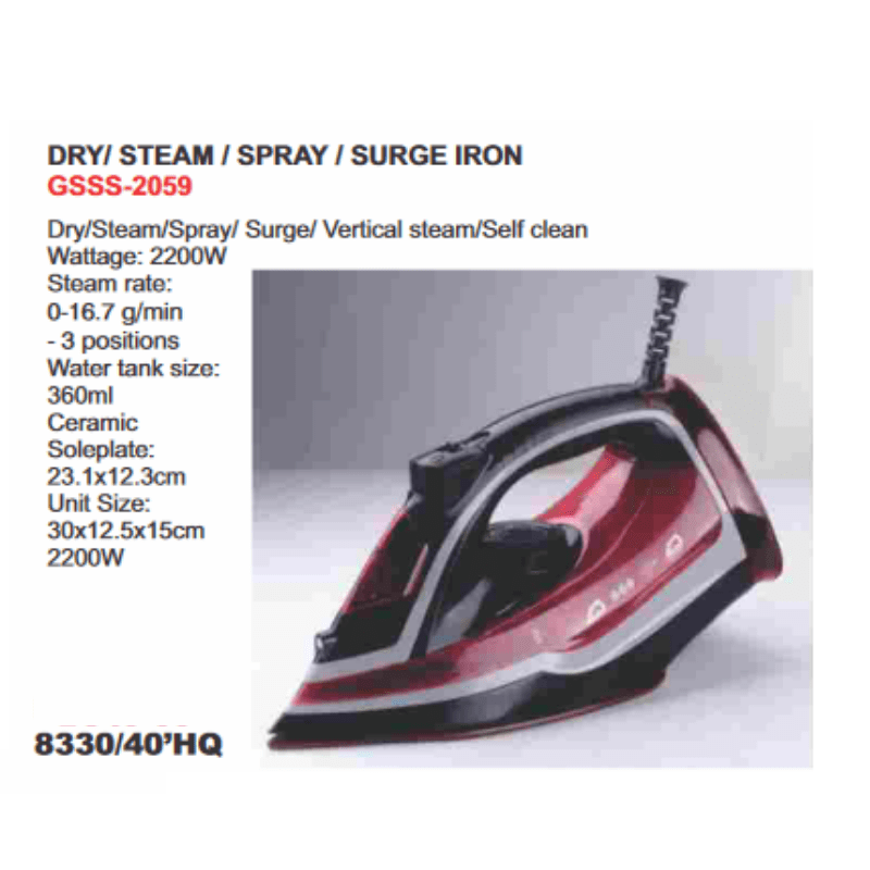 Goldair IRON Goldair Dry Steam Spray Surge Iron GSSS-2059 (7498306650201)