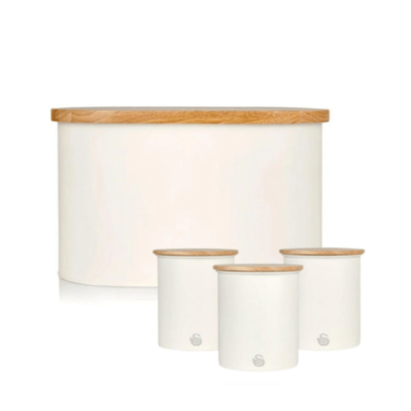 Swan CANISTER SET Swan Nordic Range White Bread Bin & Canister Set SWKA17513WHT (7046063128665)
