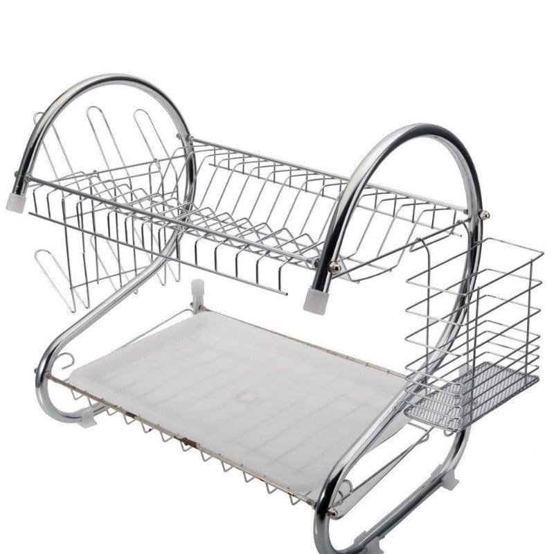 Stainless Steel DISH RACK Dish Rack 2 Tier Steel With Cutlery Caddy 40x40x25cm (6950644678745)