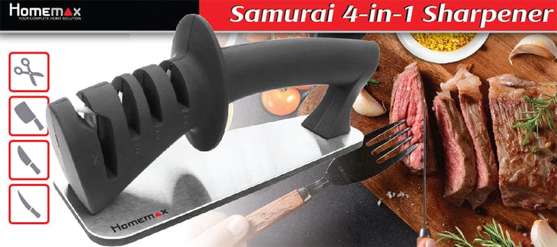 HOMEMAX knife set Homemax Samurai 4-in-1 Knife & Scissor Sharpener HUS001