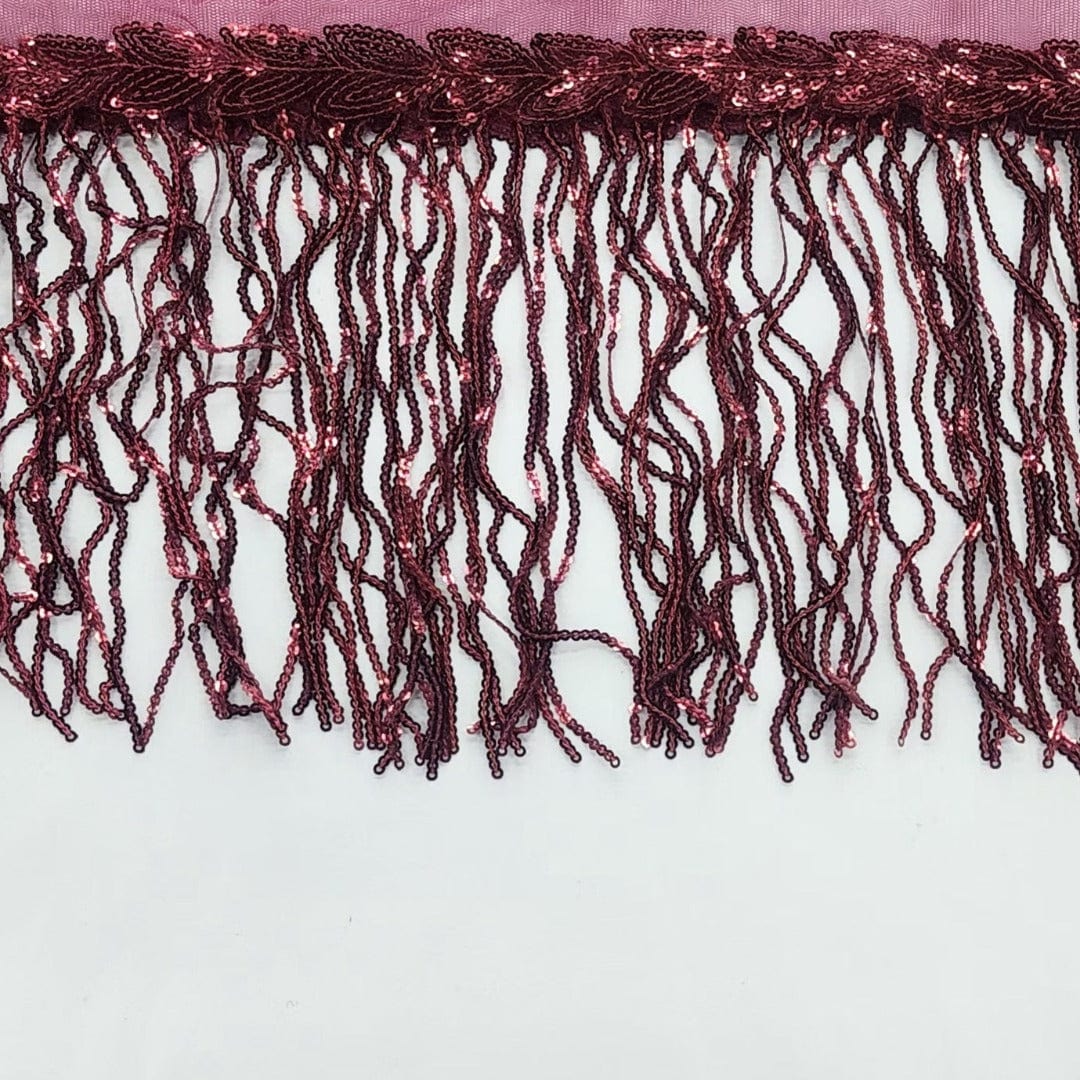 FRINGING HABBY Maroon Sequin Fringing 20 cm (7758543519833)