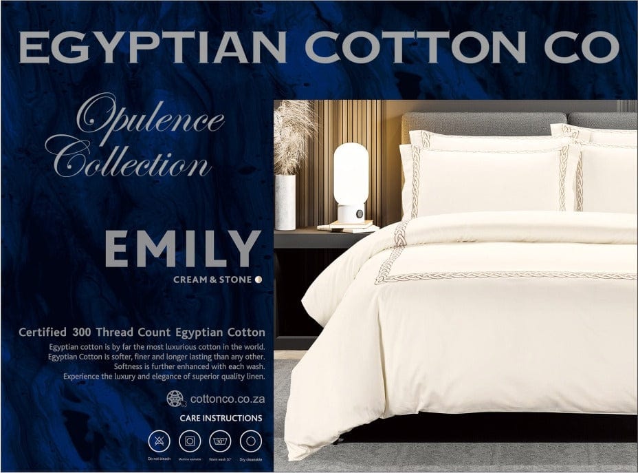 Egyptian Cotton Duvet Cover Egyptian Cotton 300 Thread Count Opulence Collection Emily Cream & Stone Duvet Cover Set (7187694387289)