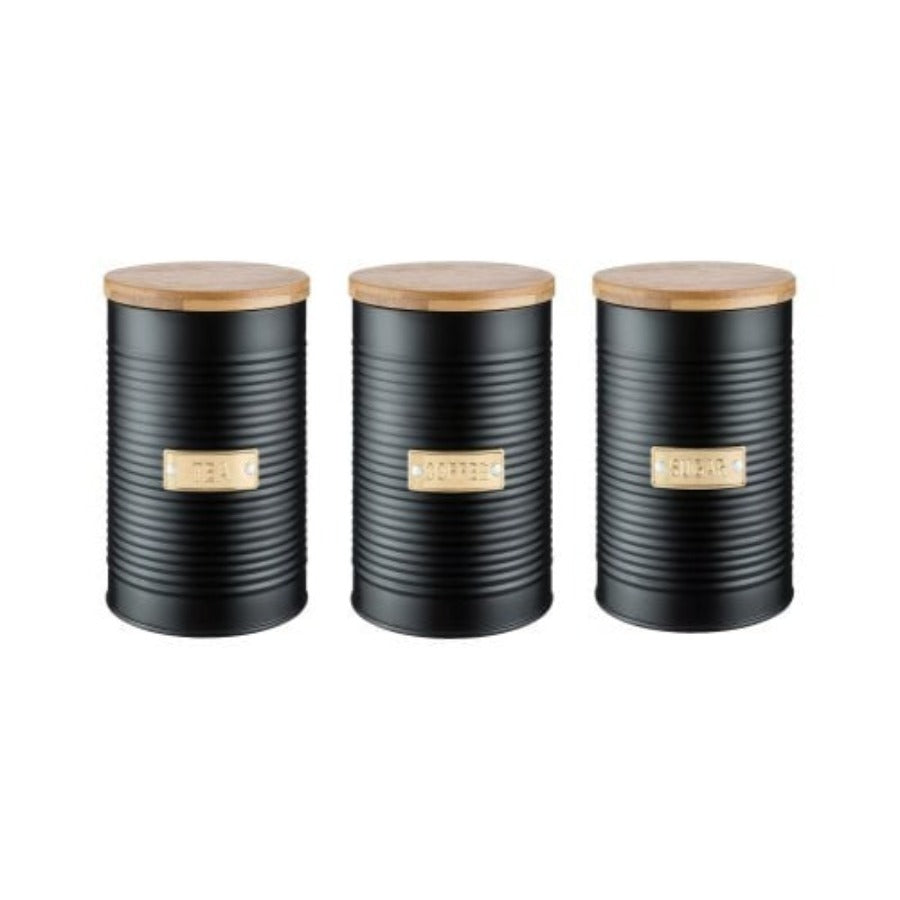 Typhoon CANISTER Typhoon Otto Black Set Of 3 Tea, Coffee, Sugar Storage (7401203957849)