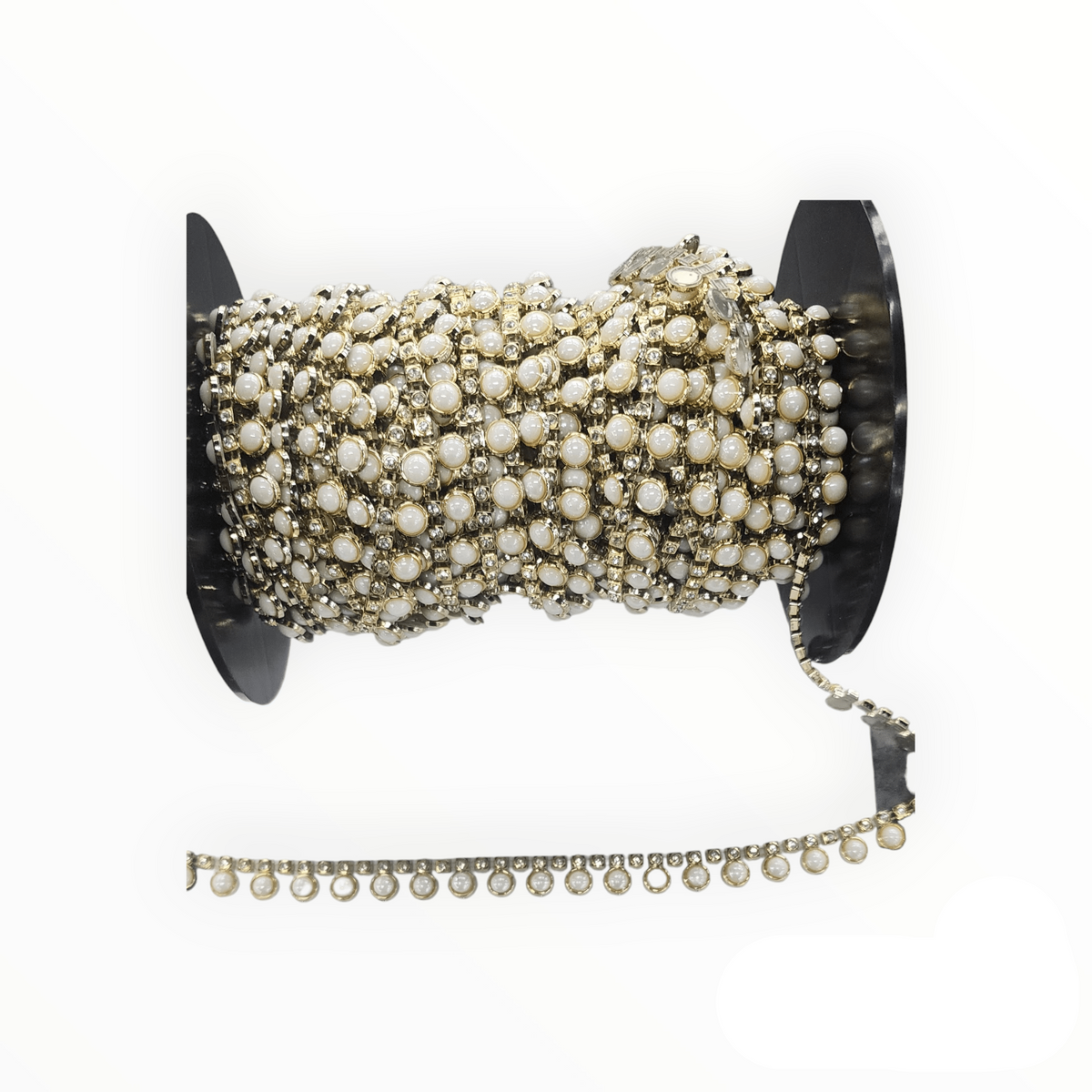 TRIMMINGS HABBY Plastic Diamond Pearl Trimming Gold (7681934065753)