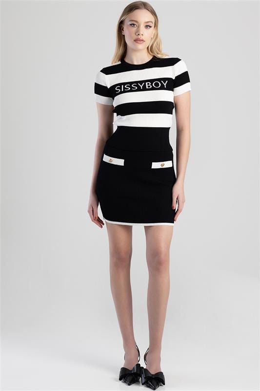 Sissy Boy Skirt Sissy Boy Blank Space Mini Skirt With Mock Pocket Black/White