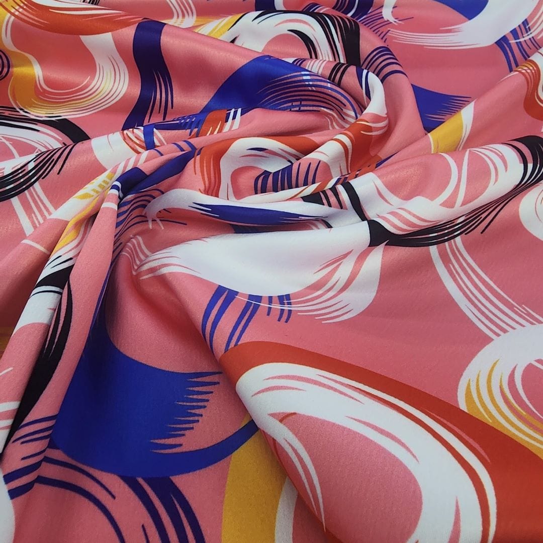 SATIN Dress Fabrics Printed Milano Satin  Fabric Coral 150cm (7468066734169)