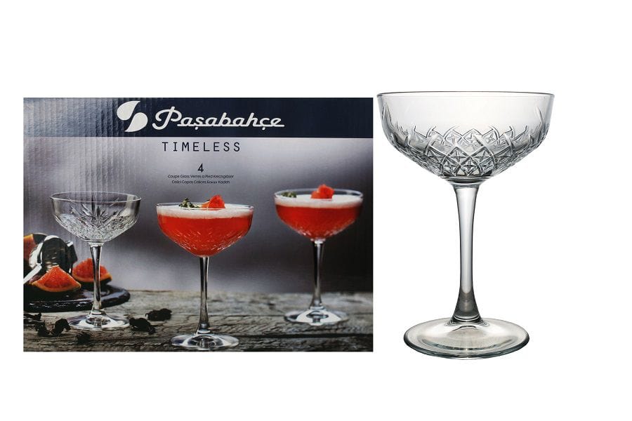 Pasabahce GLASS Pasabache Champagne Bowl Glasses Cut Glass Timeless Set OF 4 (7284983398489)