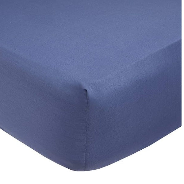 Simon Baker French Blue 200 Thread Count Cotton Percale Fitted Sheet