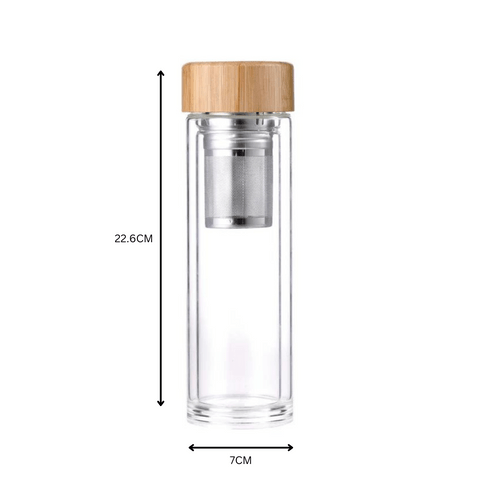 Bergner Water Bottle Bergner 350 ml Water Bottle With Filter Borosilicate Glass SGN2173