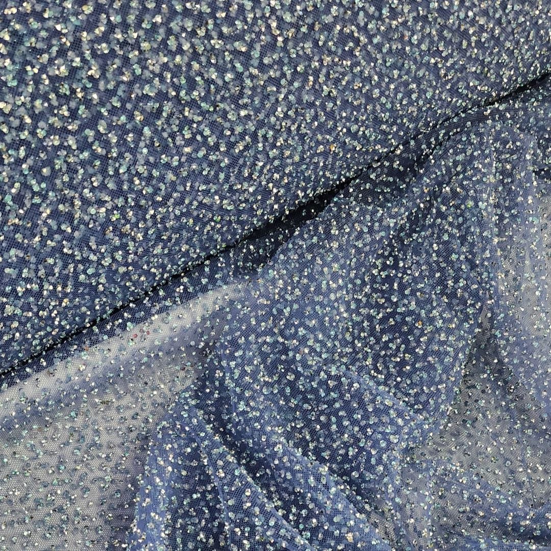 BEADED LACE Dress Fabrics Kendall Lace Fabric Denim 140cm (7397286969433)