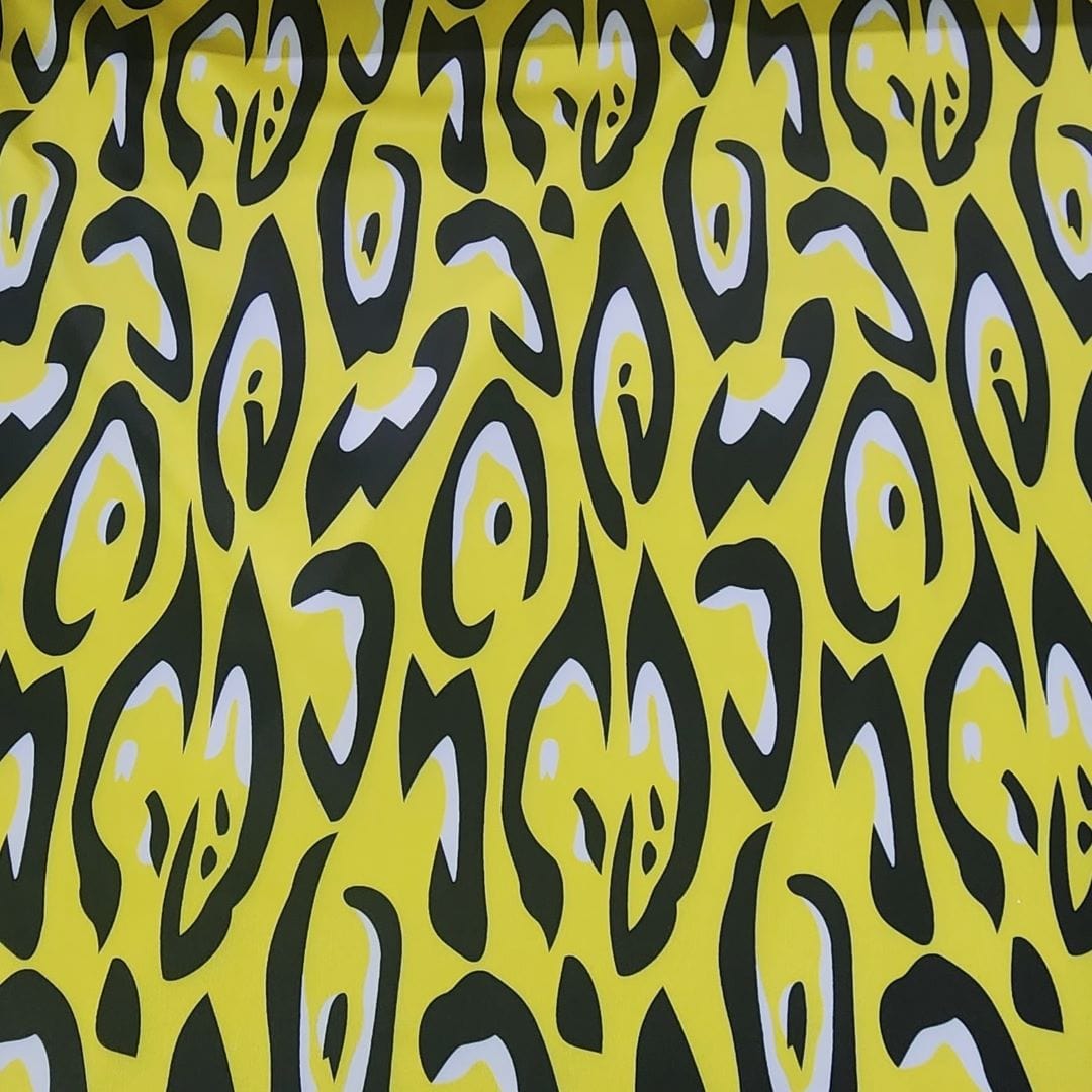 SATIN Dress Fabrics Printed Milano Satin Leopard Fabric Yellow 150cm (7468061950041)