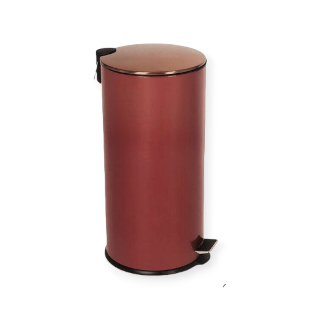 Continental Homeware DUST BIN Continental Houmeware Maroon Pedal Bin with Dome Rosegold Lid 30Ltr CH756 (7299303669849)