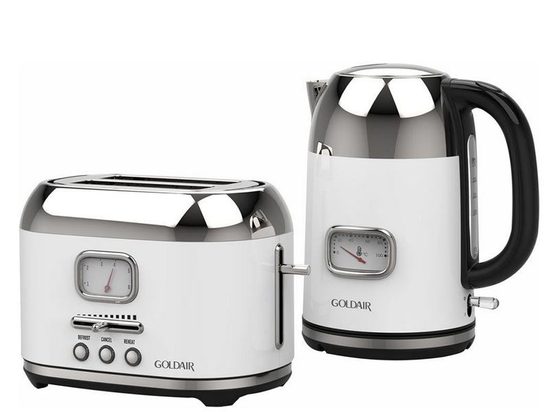 Goldair Breakfast Pack Kettle & Toaster Set Retro Cream GRBS-200 (7043942023257)