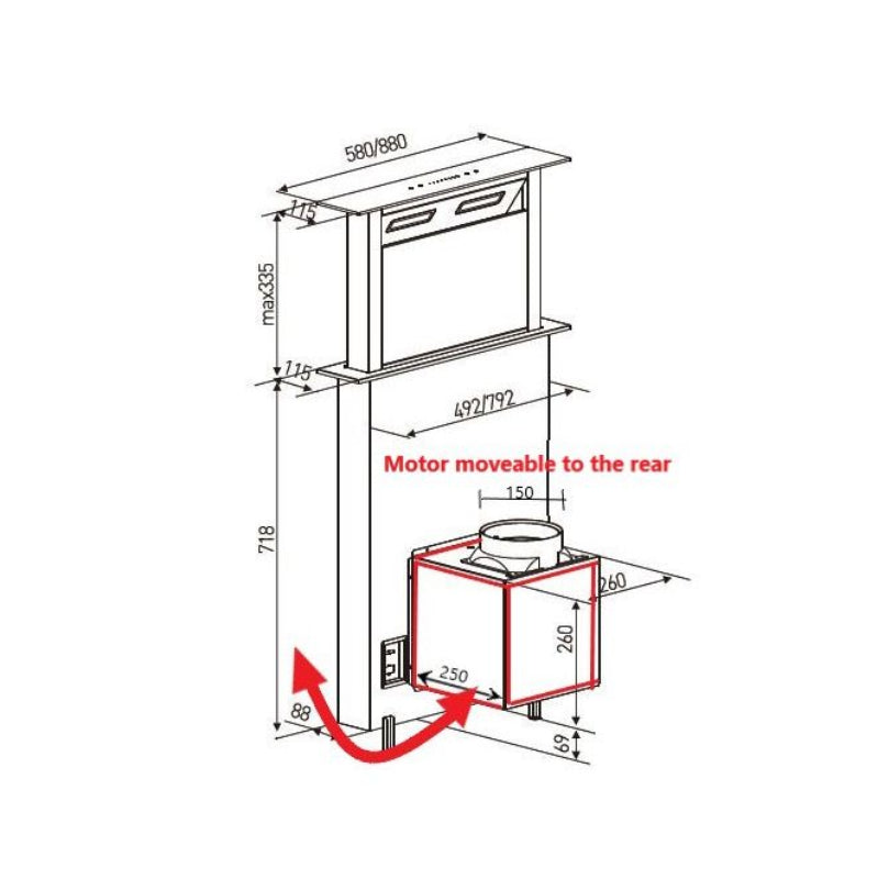 Falco Unbranded Counter Top / Downdraft Extractor 90cm FAL-90-DDG-BG.