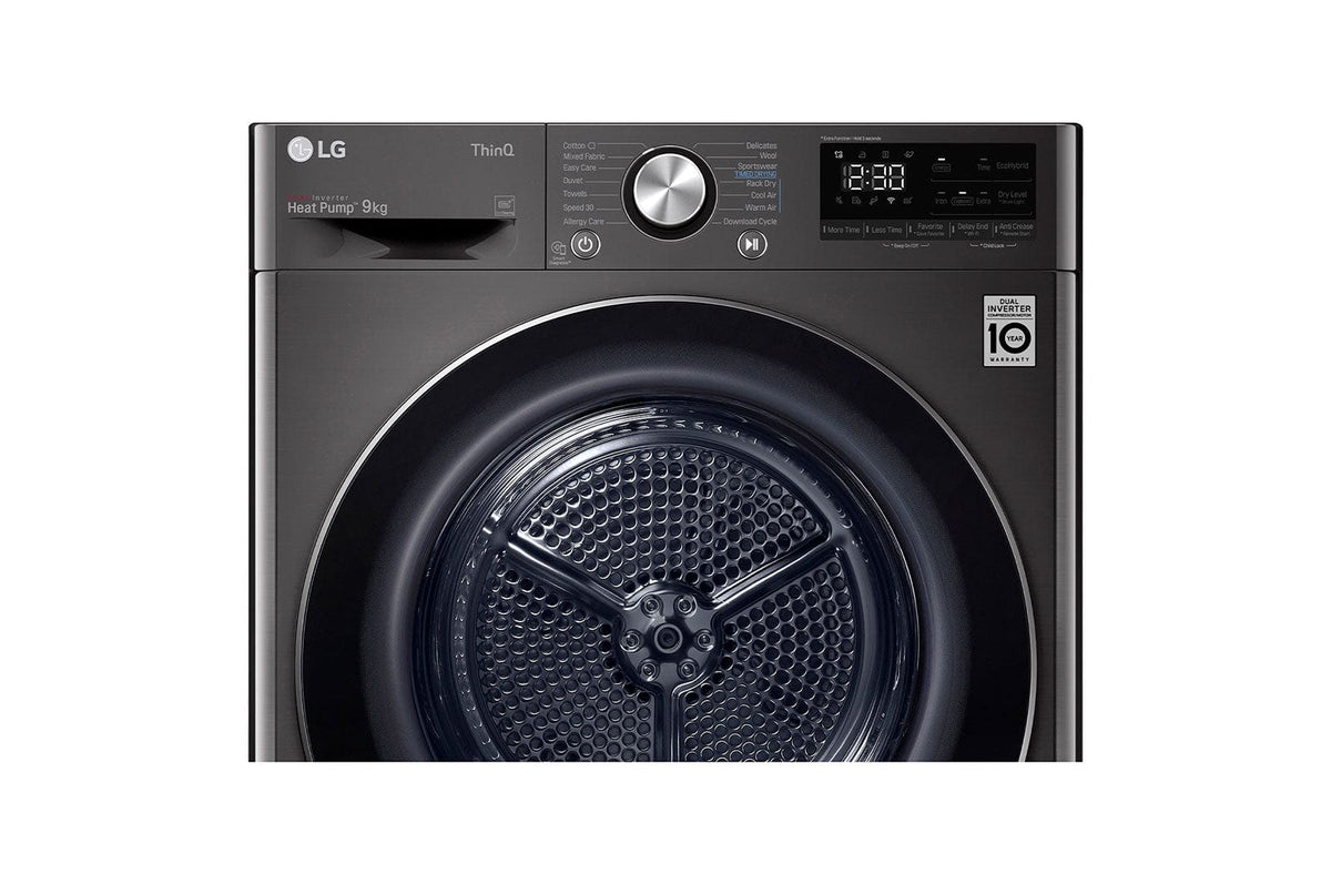 LG appliances LG  9kg Dual Inverter Heat Pump Dryer in Black Steel Finish RC90V9JV2W (2061582893145)
