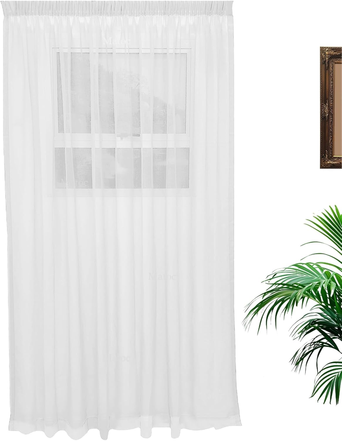 SH Whittaker Taped Sheer Voile Ready Made White Crystal Straps 3088-325