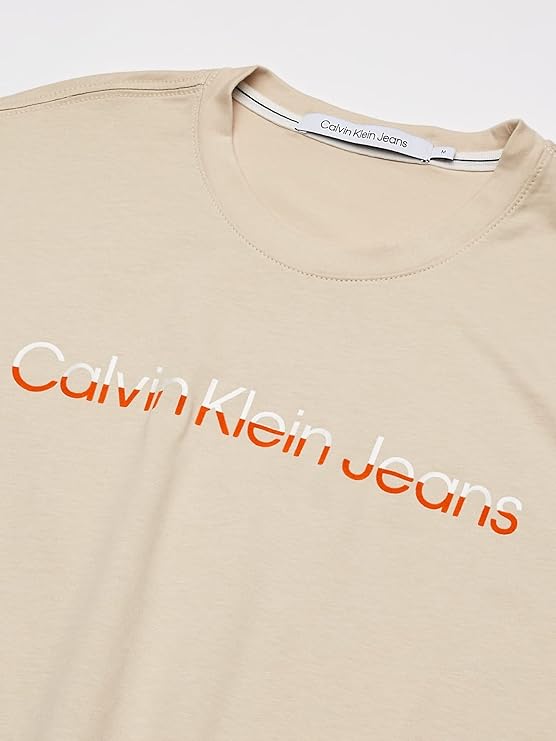 Calvin Klein Mixed Institutional Tee Beige