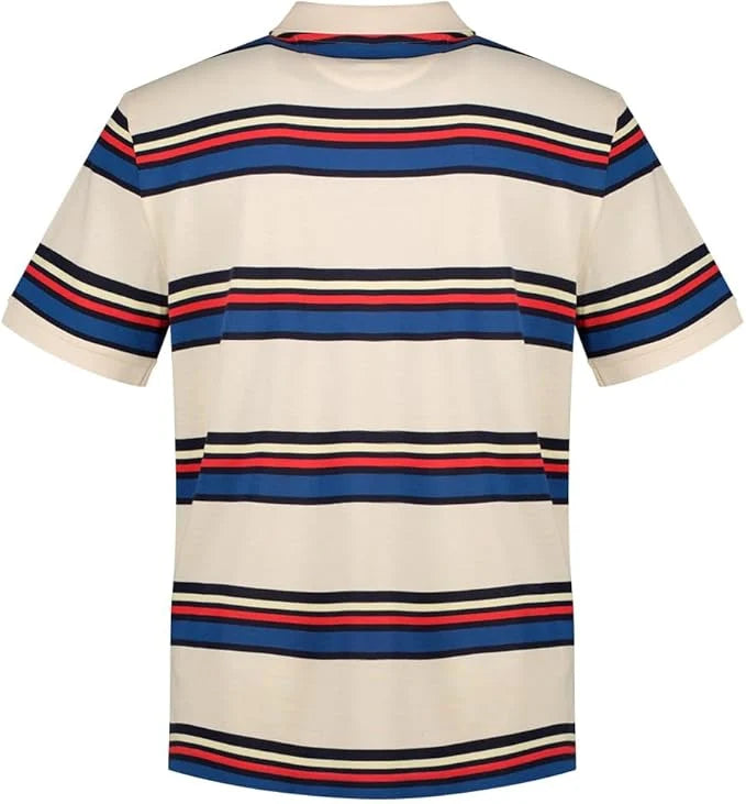 Gant Men's Multi Striped Short Sleeved Golfer-Creamed White 2014107