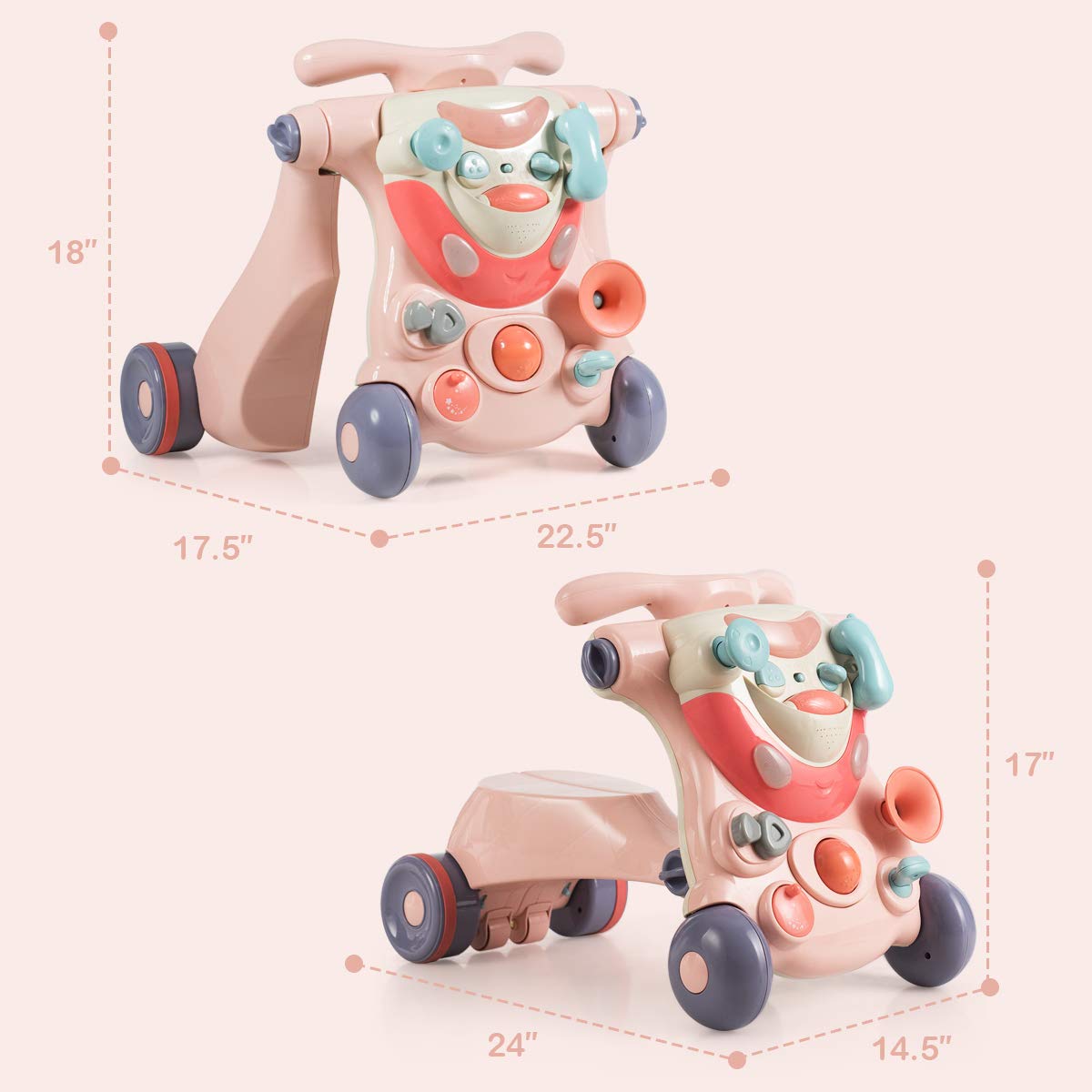 Baby 3 Stage Walker Pink 6912 - MHC World