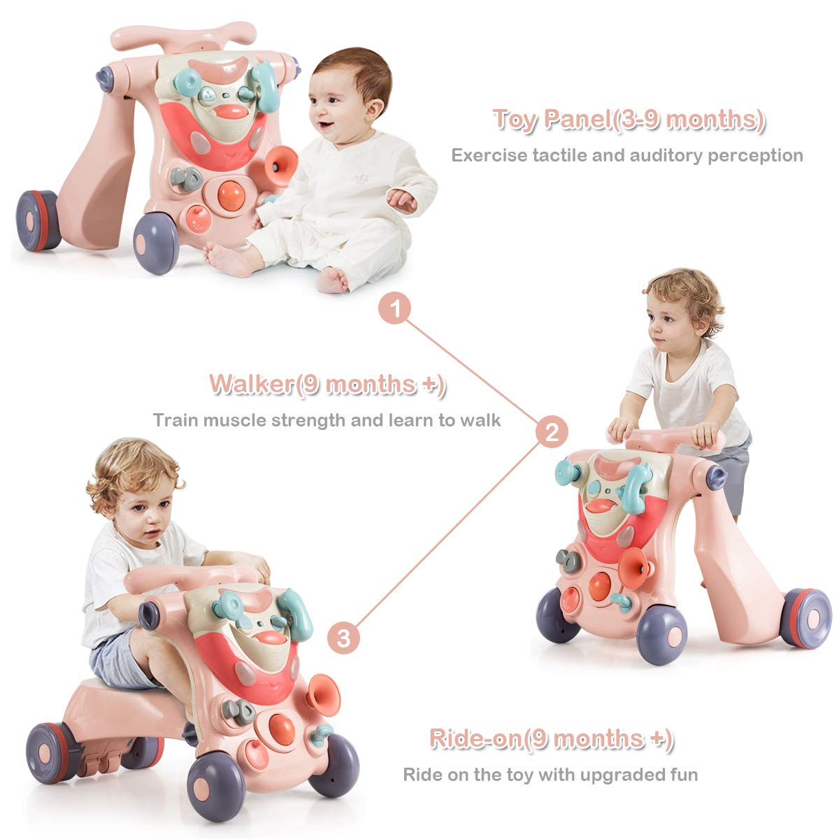 Baby 3 Stage Walker Pink 6912 - MHC World