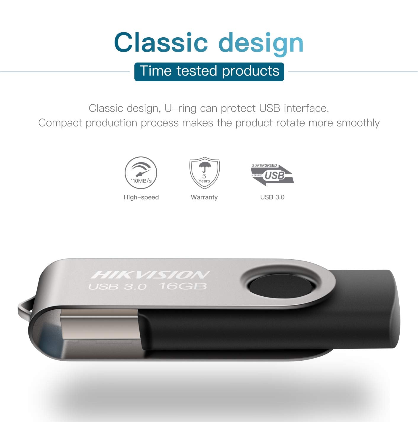 HIKVISION USB 2.0 16GB Flash Drive Ultra Memory Stick Jump Drive Solid State USB Drive Portable Metal Thumb Drive for Storage and Backup(Black)