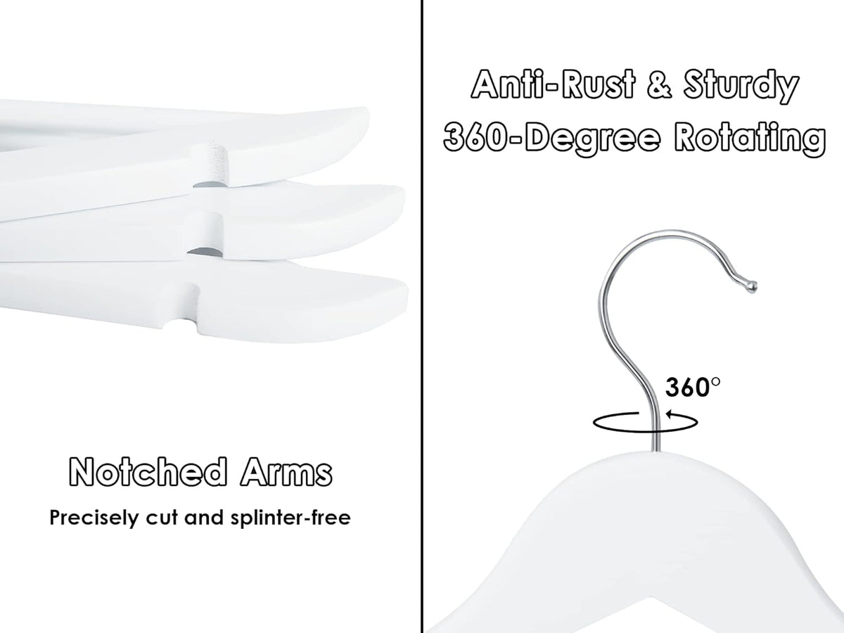 Danny Home Wood Hanger 44.5cm 3 Piece White WH010M-3PDQ.
