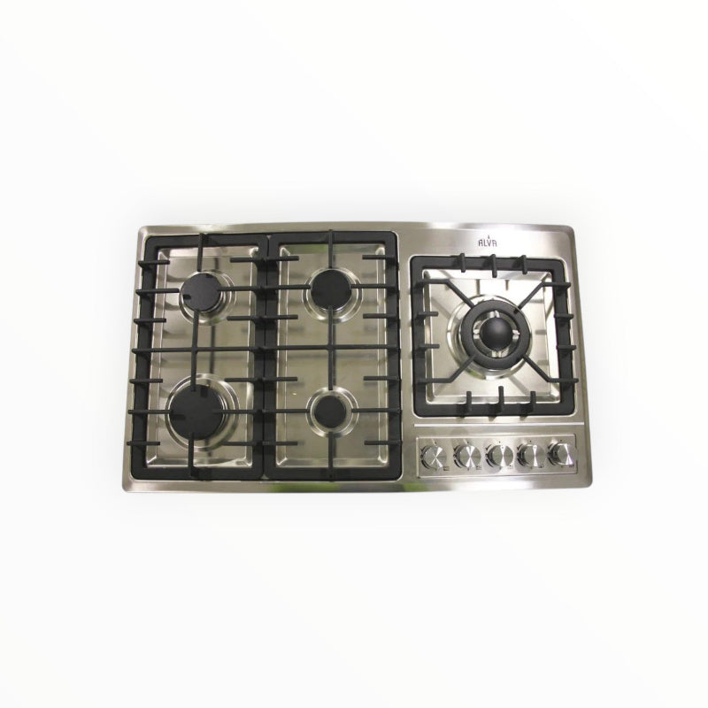 Alva 90cm Stainless Steel 5 Burner Gas Hob GDH101