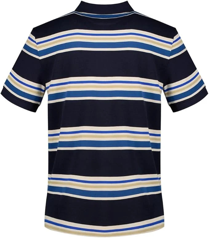 Gant Men's Multi Striped Short Sleeved Golfer-Evening Blue 2014107