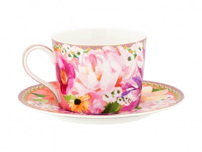 Maxwell & Williams MUGS Maxwell & Williams Dahlia Daze Cup & Saucer 240ML Pink 240ml HV0355 (2069615935577)