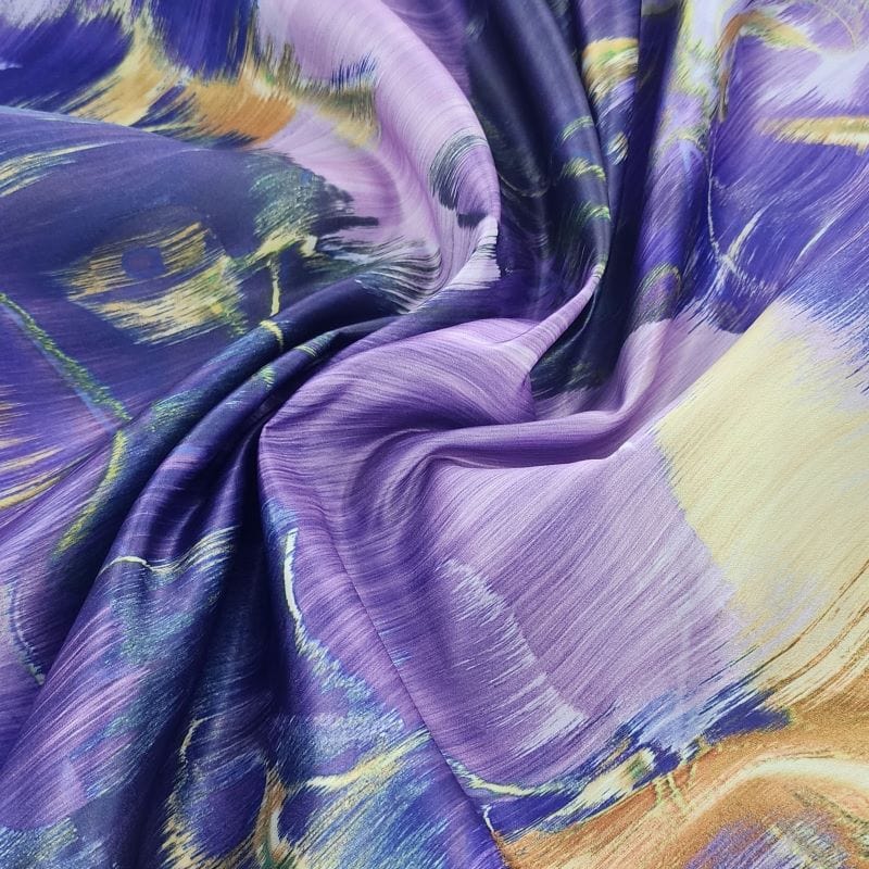 SATIN Dress Fabrics Printed Duchess Satin Abstract Fabric Purple 150cm (7423047467097)