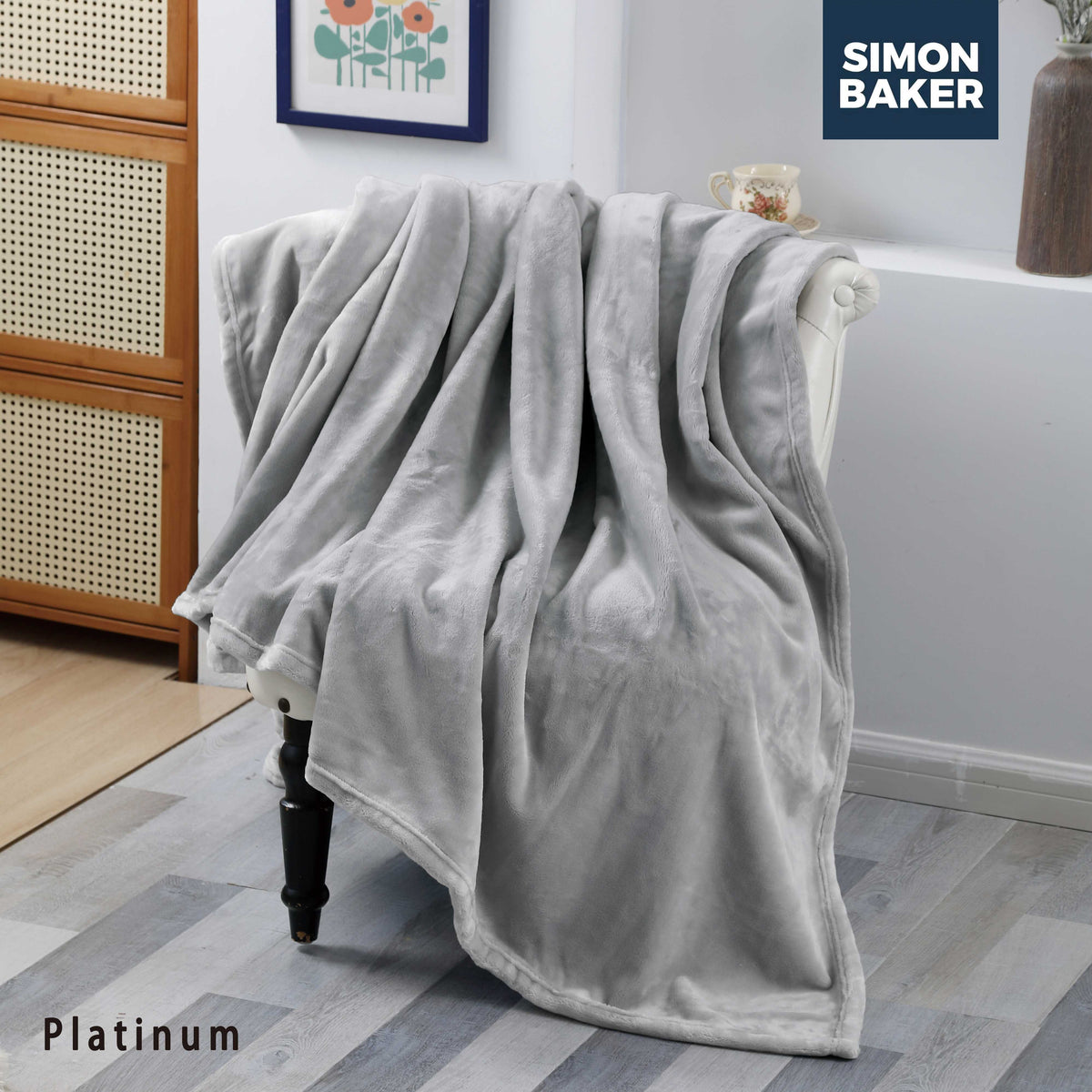Simon Baker Super Plush Blanket Throw 200x240cm Platinum