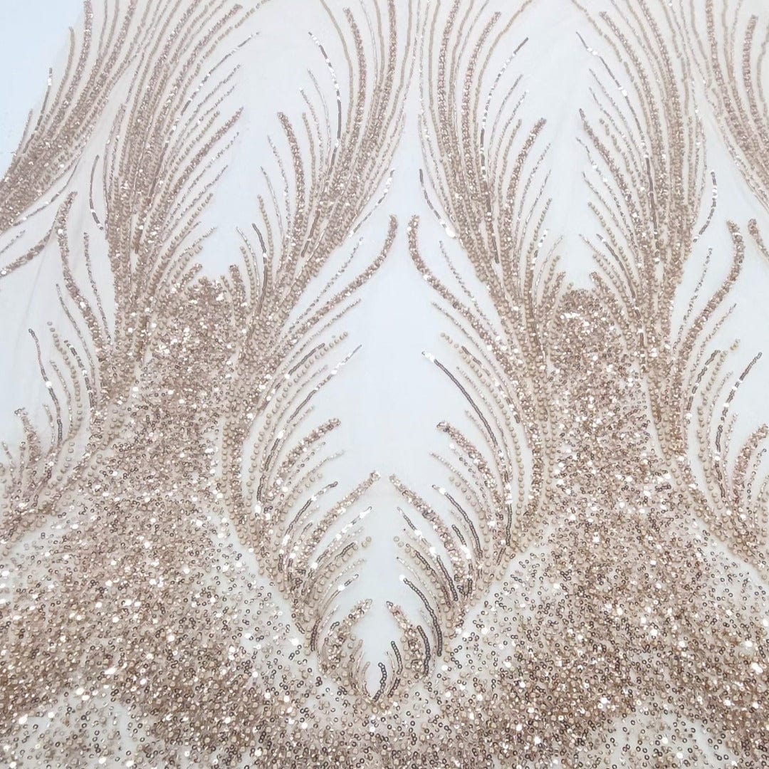 BRIDAL FABRIC Dress Fabrics Rust Beaded Bridal Lace Fabric Amber 130cm (7526727581785)