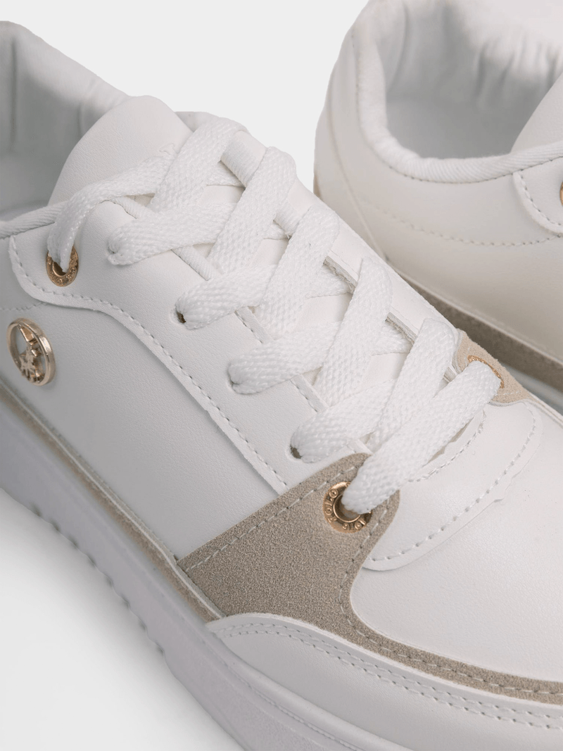 Polo Ladies Sneakers Polo Women's White Circle Trim Platform Sneakers