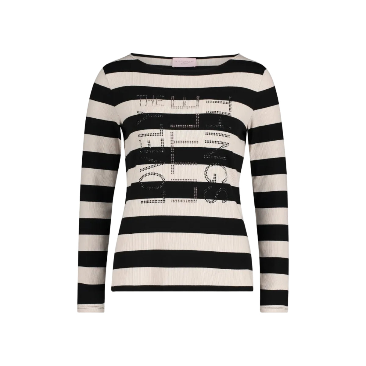 Betty Barclay Ladies Striped long sleeve top-Black/Cream 2403/8164