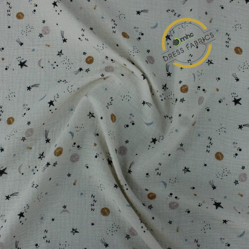 100% COTTON Dresses Beige Printed Baby Cotton Space Fabric 150 cm (6852472111193)