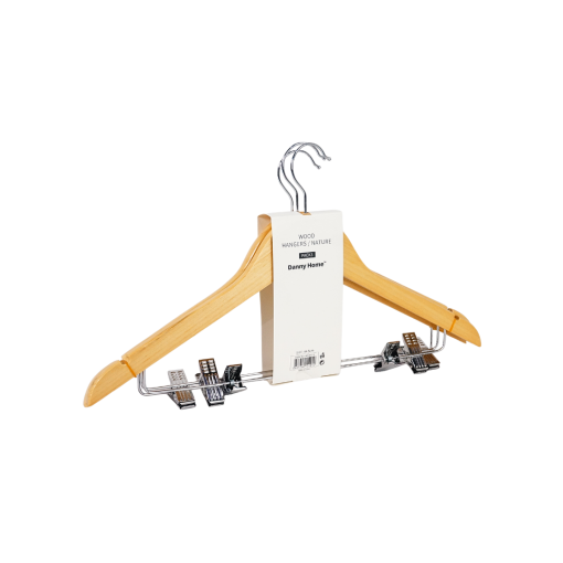 Danny Home Wood Hangers With Clips 3 Piece Nature WH012-3.