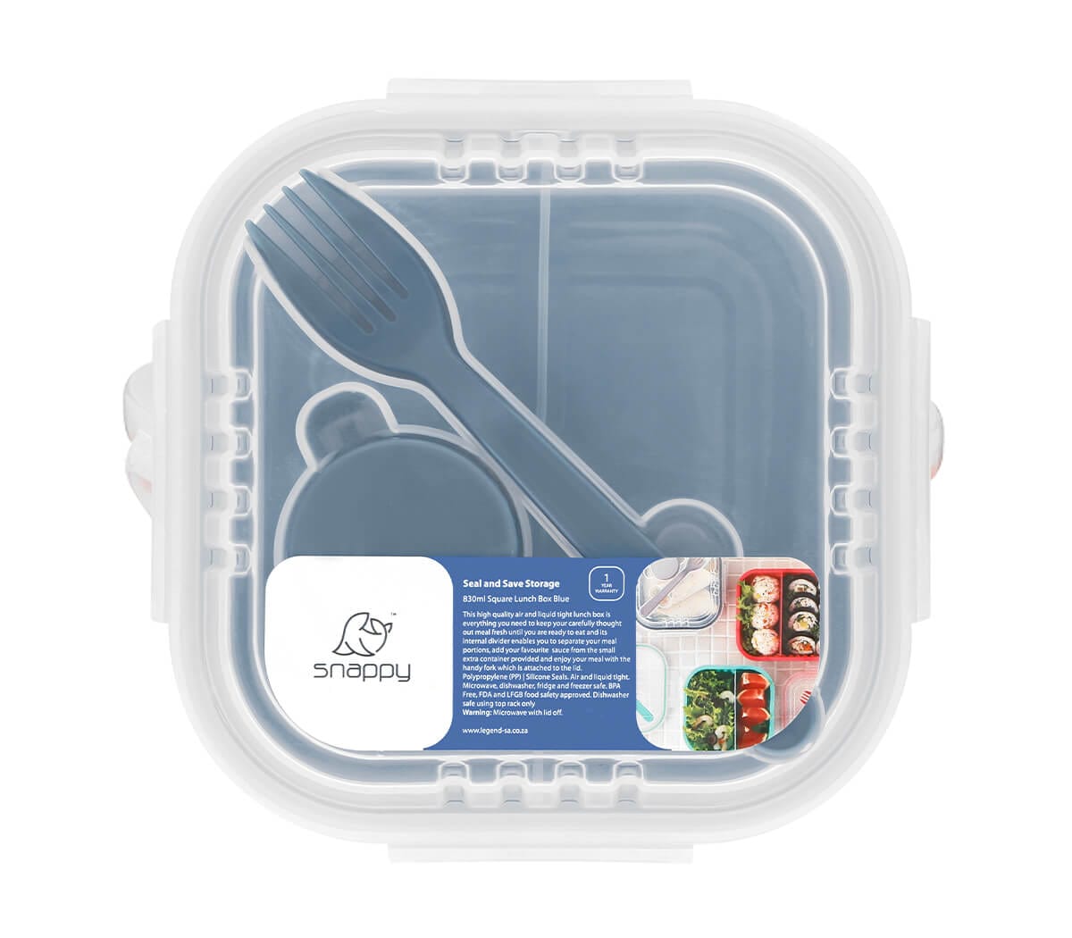 Snappy LUNCH BOX Snappy Lunch Box Square 830ml Blue SN-830B (7784021655641)