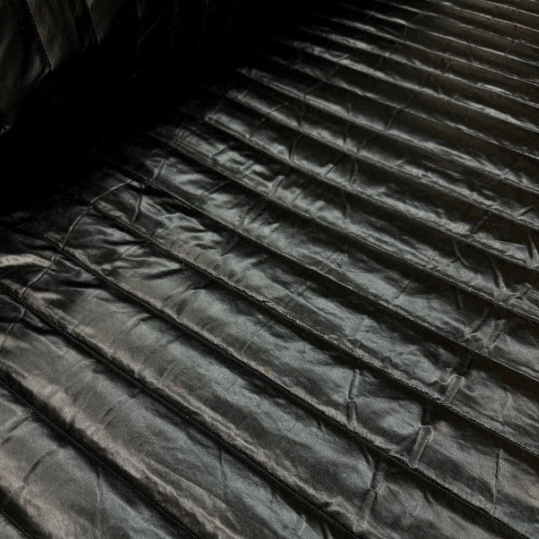 PADDED JACKETING Dress Fabrics Montcler Mirror Pu Fabric Black 140cm (7287819206745)