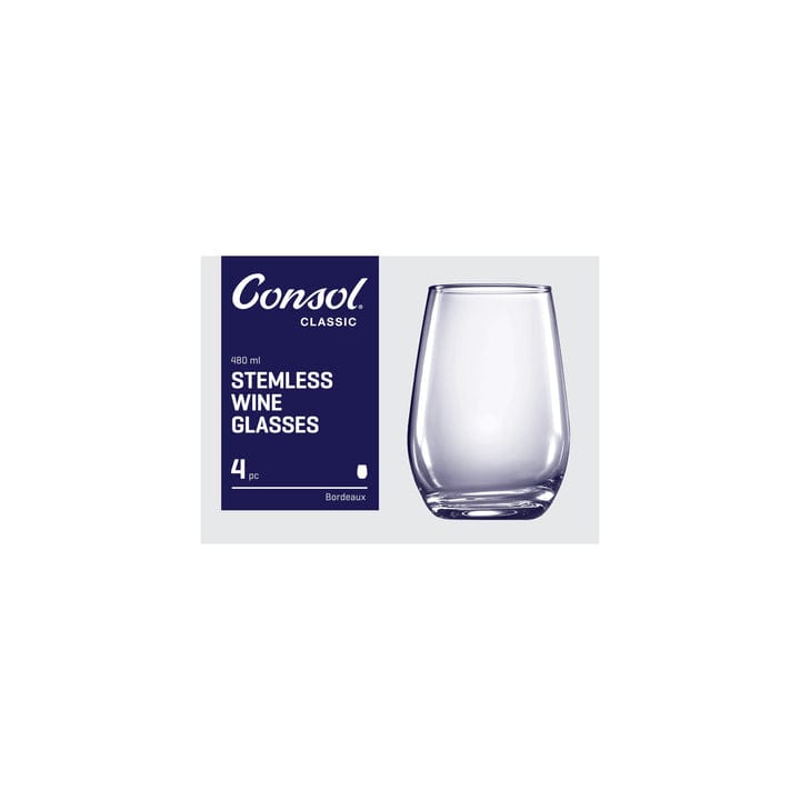 Consol GLASS Consol Glass Bordeaux 4Pack Wine Stemless 480ML (7558805684313)