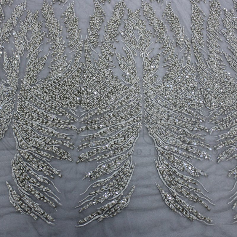 BRIDAL FABRIC Fabric Beige Beaded Lace Fabric 120cm (7121800593497)