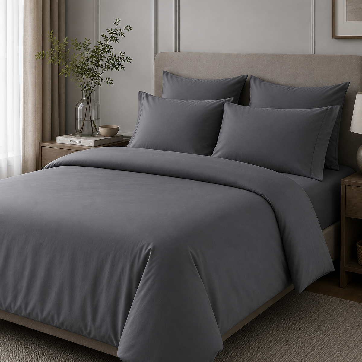 Egyptian Cotton Grey 100% Cotton TC400 280cm